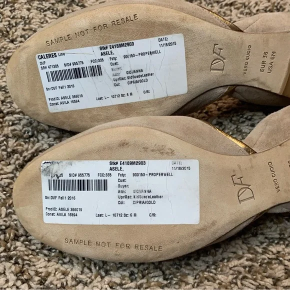 - 💛 RARE Suede Diane von Furstenberg Flats Sample Shoes - Picture 8 of 13